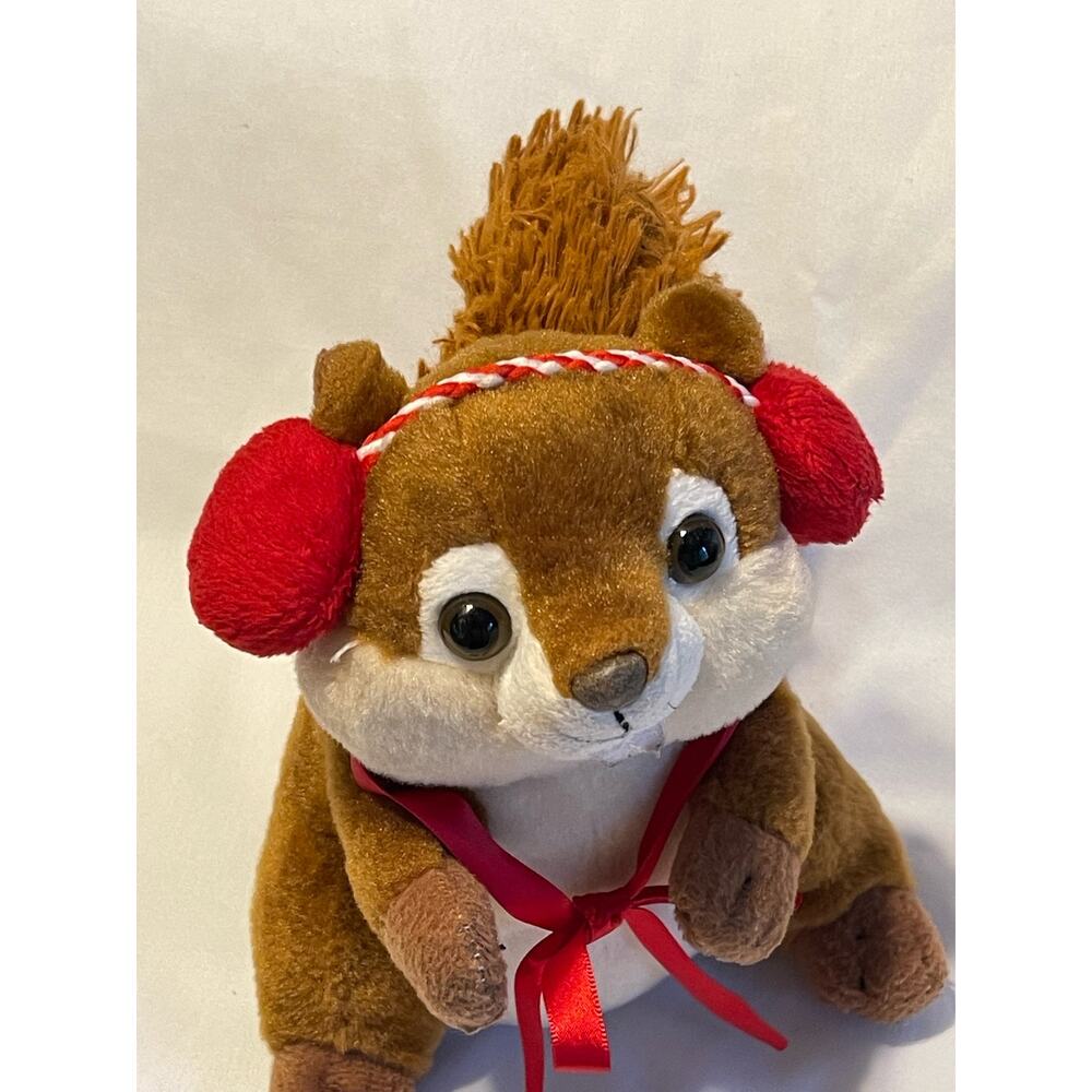 The Frankford Holiday Squirrel Plush with Red Ear Muffs - Picture 2 of 8